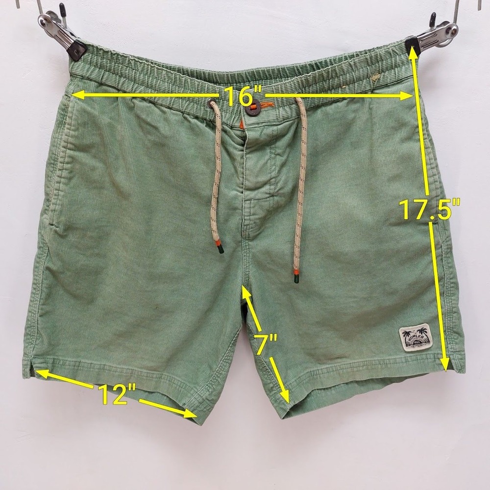 Howler Bros Corduroy Shorts Men's 33 Green Stretch Retro Surf Coastal Summer - Picture 7 of 7